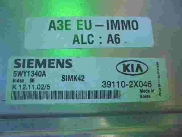 Centralita Kia Rio 1.3 391102X046 A3E EU-IMM0 SIMK42 SIEMENS 5WY1340A Index 05