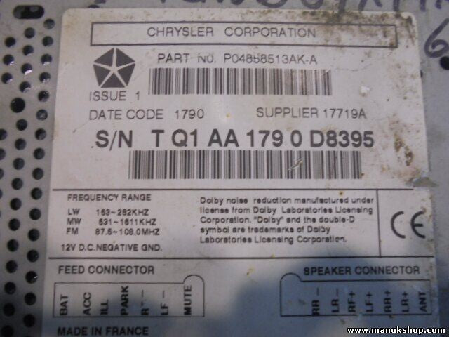 Casete de radio Jeep Grand Cherokee Chrysler 300M P04858513AKA P04858513AK A