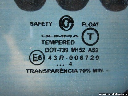 Triángulo Cristal de la puerta trasero derecho Suzuki 43R006729 DOT739M152AS2