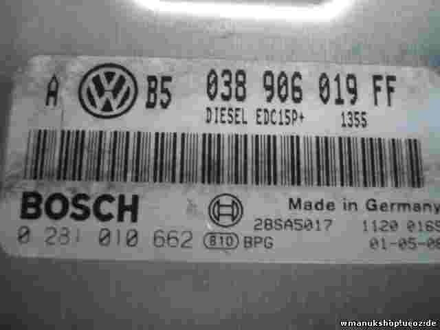 Centralita VW Audi Seat Skoda Golf 038906019FF 28SA5017 BOSCH 0281010662