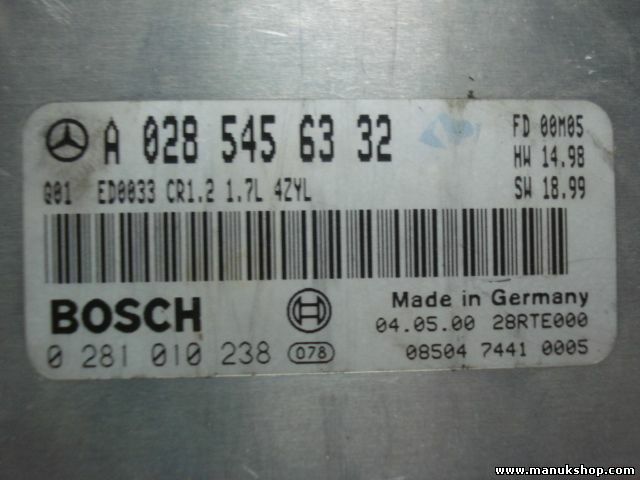 Centralita Mercedes A160 1.7L 2001 ED0033 CR1.2 A0285456332 BOSCH 0281010238