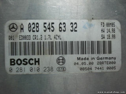Centralita Mercedes A160 1.7L 2001 ED0033 CR1.2 A0285456332 BOSCH 0281010238
