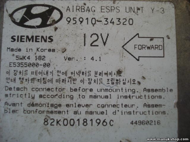 Sensor de impacto de airbag Hyundai Sonata 9591034320 95910-34320 5WK4182