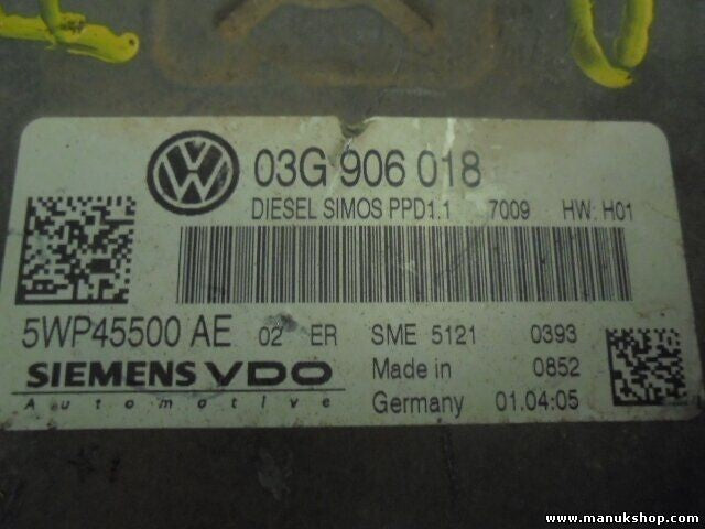 Centralita del motor VW Volkswagen MK7 03G906018 5WP45500AE 5WP45500 AE