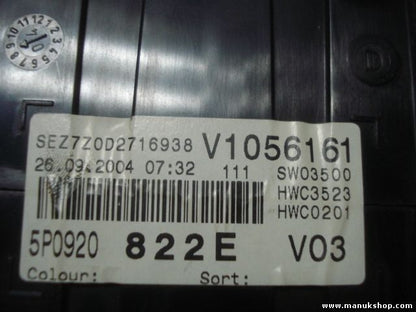 Cuadro de instrumentos Seat Altea 2,0L TDI 5P0920822E VDO V1056161 110080280003