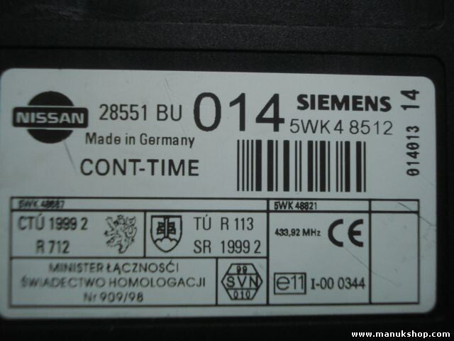 Controlador cierre centralizado Nissan Almera Tino 28551BU014 5WK48512