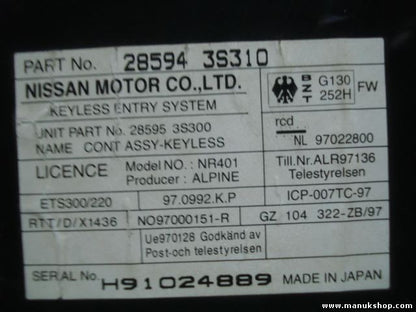 Controlador cierre centralizado Nissan 285943S310 28594 3S310 285953S300