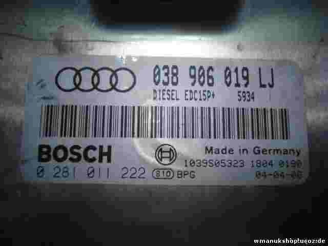 Centralita Audi A4 038906019LJ  EDC15P 5781 1039S04916 BOSCH 0281011222
