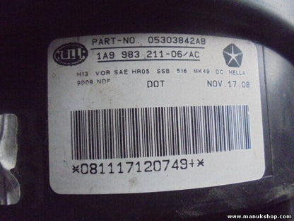 Faro delantero derecho Jeep Patriot HELLA 05303842AB 05303842 AB 1A998321106AC