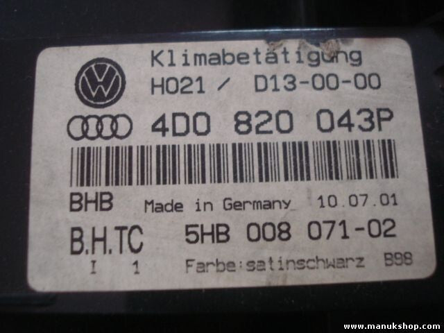 A/C System VW Volkswagen 5HB00807102 4D0 820 043P 4D0820043P H021 D13-00-00