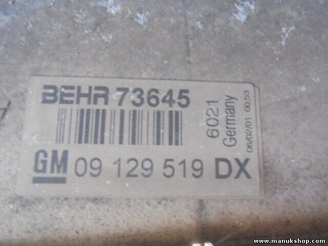 Radiador de intercooler Opel Zafira A Astra G 2.0 GM 09129519DX 09 129 519 DX