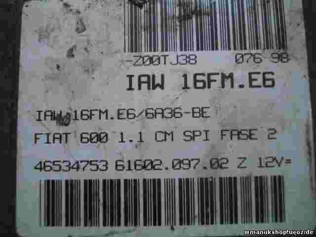 Centralita del motor  Fiat 46534753 IAW16FME6 IAW16FME66A36BE  6160209702Z