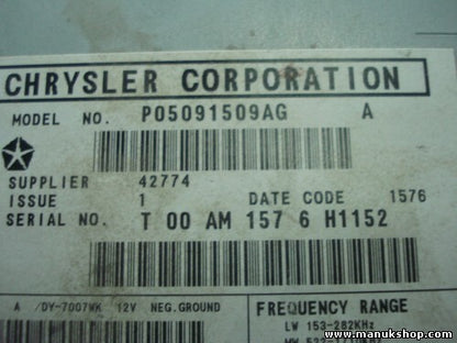 Radio CD Player MP3 Chrysler Dodge Caliber Jeep Compass P05091509AG 05091509AG