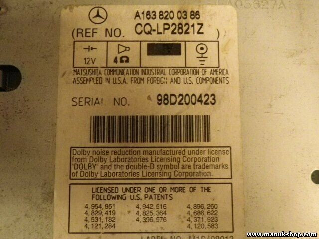 Radio Mercedes W163 ML A1638200386 A 163 820 03 86 98D200423