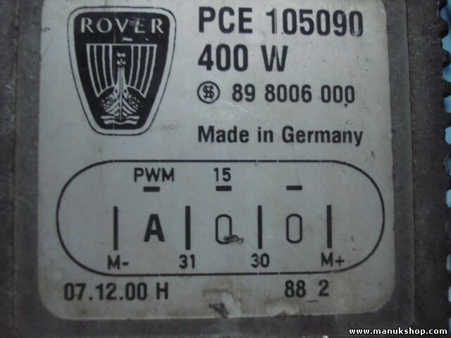 Ventilador enfriador Relé Rover 45 MG PCE105090 PCE 105090 898006000 89 8006 000