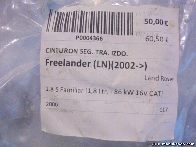 Cinturón de seguridad trasero izquierdo Land Rover Freelander LN 1.8 16V 249853