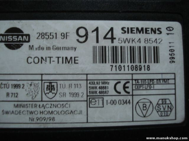 Controlador cierre centralizado Nissan Primera P11 28551 9F 914 285519F914