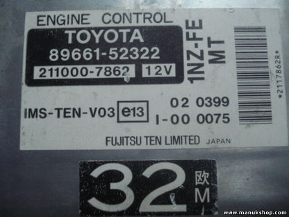 Centralita del motor Toyota Yaris Verso 8966152322 89661-52322 2110007862