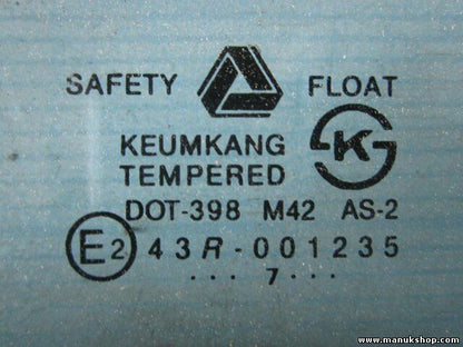 Vetro porta posteriore sinistra Hyundai Galloper 43R001235 DOT398M42AS2 E2