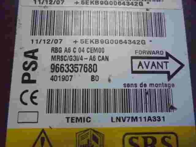 Sensor de impacto de airbag Citroen C2 9663357680 Temic LNV7M11A331