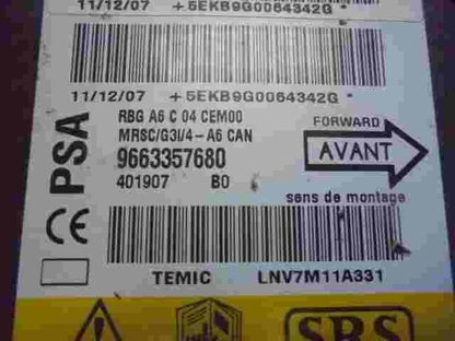 Sensor de impacto de airbag Citroen C2 9663357680 Temic LNV7M11A331