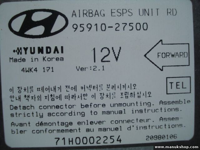 Sensor de impacto de airbag Hyundai Coupe 95910-27500 9591027500 71H0002254