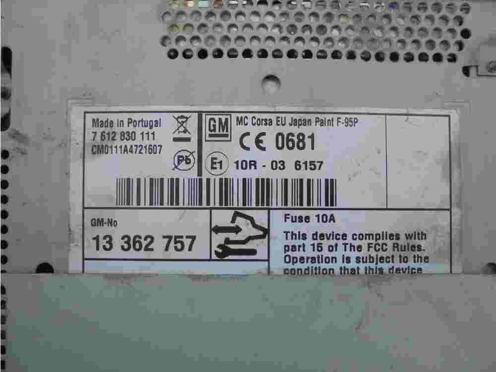 Navegación de la pantalla Opel Corsa 7612830111 7 612 830 111 GM 13362757