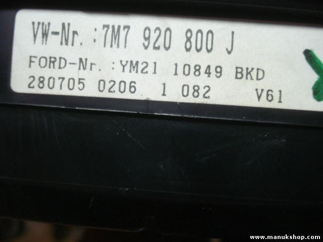 Cuadro de instrumentos Seat Alhambra 1.9 TDI 7M7920800J YM2110849BKD VDO