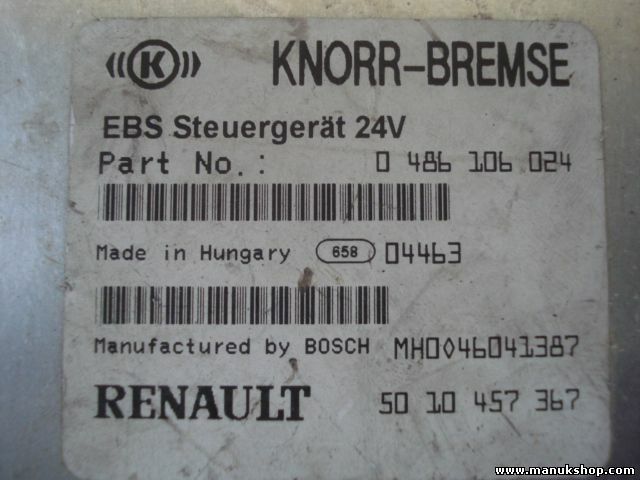 Centralita Knorr-freno EBS Renault 5010457367 0486106024 BOSCH MH0 46041387