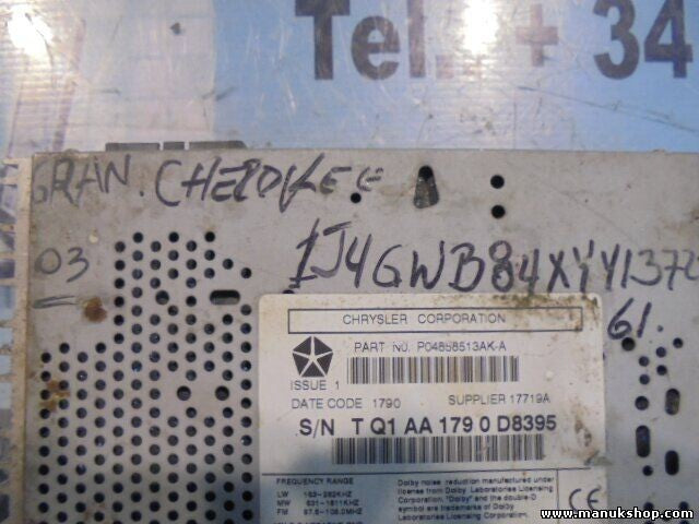 Casete de radio Jeep Grand Cherokee Chrysler 300M P04858513AKA P04858513AK A