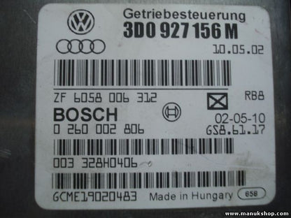 Módulo de control de transmisión VW Phaeton 3D0927156M 0260002806 ZF6058006312