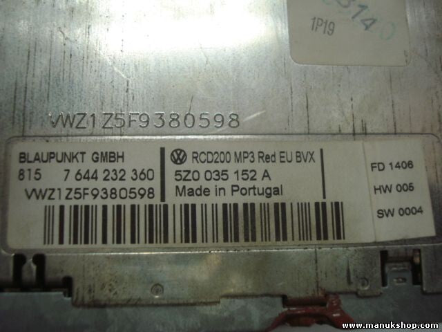 Radio CD Seat Alhambra 5Z0035152A 5Z0 035 152 A 3B0035343 RCD200 7644232360