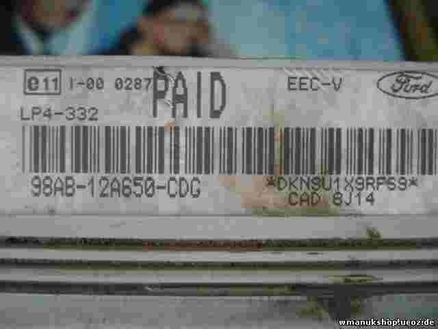 Centralita Ford Fiesta 98AB12A650CDG 98AB-12A650-CDG LP4-332 PAID