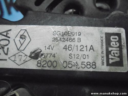 Alternador Renault Scenic RX4 VALEO 8200054588 2542166 14V 46/121A 7711134722