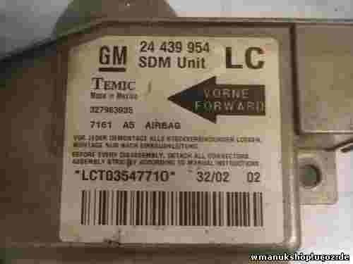 Airbag Centralita Opel Corsa C 7161 A5 GM 24439954 24439954LC TEMIC 327963935