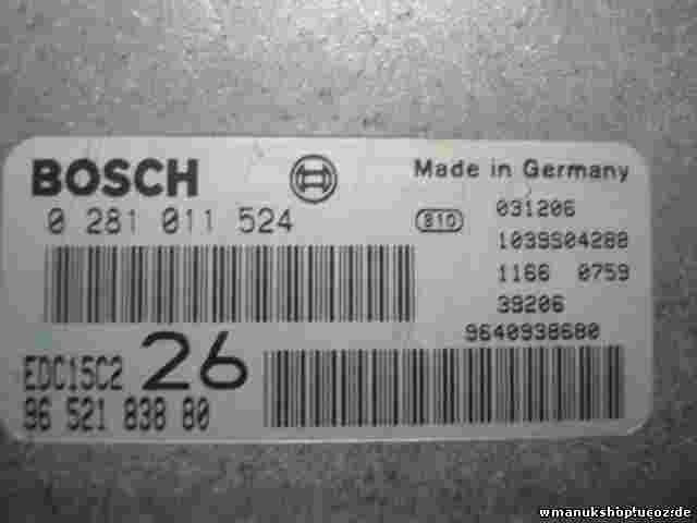 Centralina Citroen C5 9652183880 EDC15C2 26 9640938680 BOSCH 0281011524