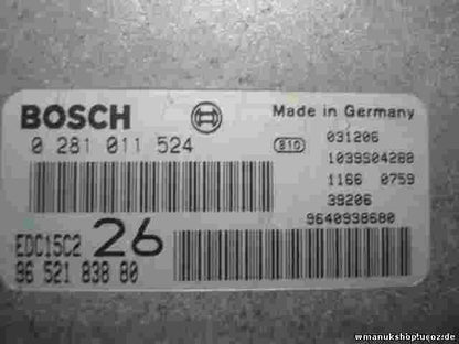 Centralina Citroen C5 9652183880 EDC15C2 26 9640938680 BOSCH 0281011524