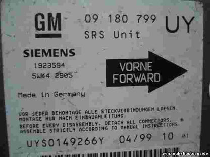 Sensore di impatto airbag Opel Astra G GM 09180799 UY 09180799UY 5WK42905