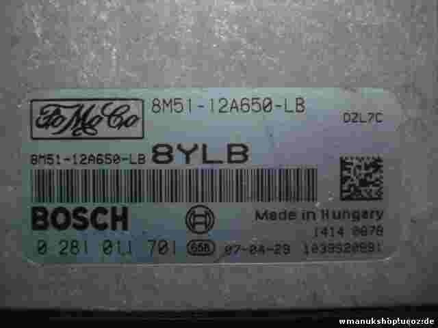 Centralita Ford Focus II C-Max 1.6 2004-2010 8M5112A650LB BOSCH 0281011701