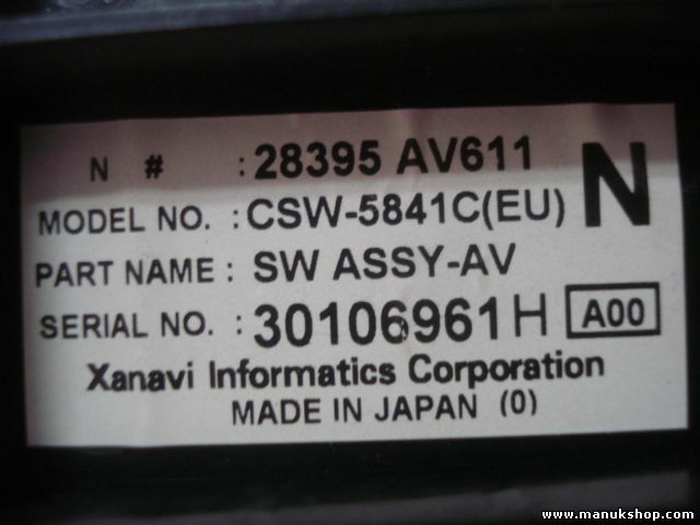 Controllo riscaldamento Nissan Primera P12 XANAVI 28395AV611 SW ASSY-AV