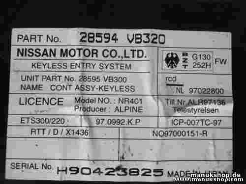 Controlador cierre centralizado Nissan PATROL GR 28594VB320 28594 VB320