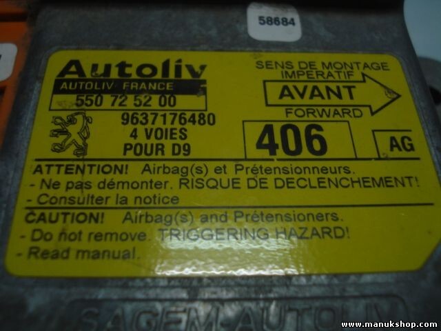 Sensor de impacto de airbag Peugeot 406 D9 (AG) 9637176480 9637176480 550725200