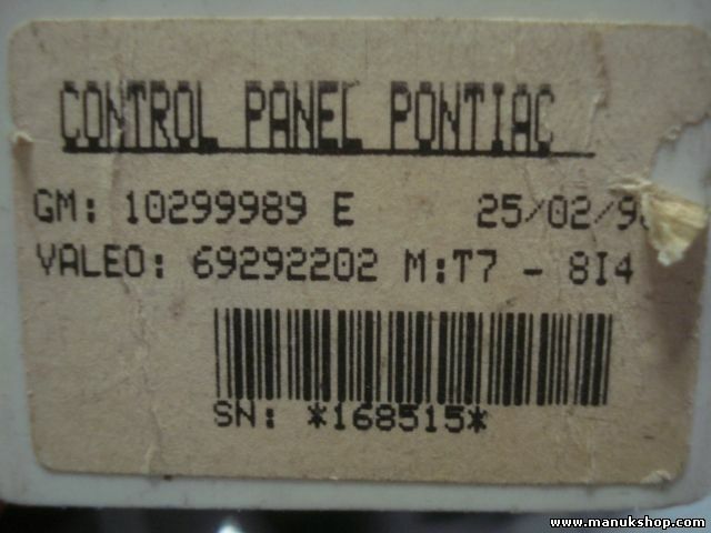 Controllo riscaldamento Chevrolet Trans Sport PONTIAC 10299989E 69292202