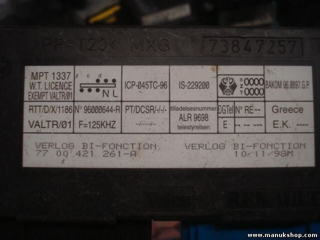 Control de la unidad de alarma inmovilizador módulo Renault Laguna 7700421261A