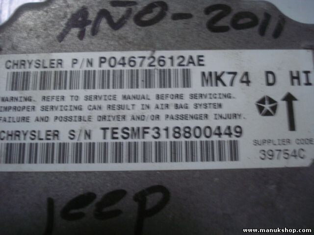 Sensor de impacto de airbag Jeep PATRIOT MK74 D HI P04672612AE 04672612AE 39754C