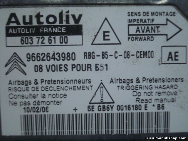 Sensor de impacto de airbag Citroen C4 (AE) 9662643980 96 626 439 80 603726100