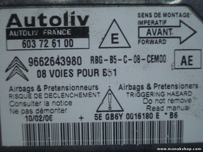Sensor de impacto de airbag Citroen C4 (AE) 9662643980 96 626 439 80 603726100
