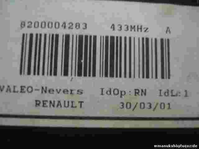 Lettore di schede chiave Renault Laguna 2 8200004283 Valeo-Nevers 433 MHz