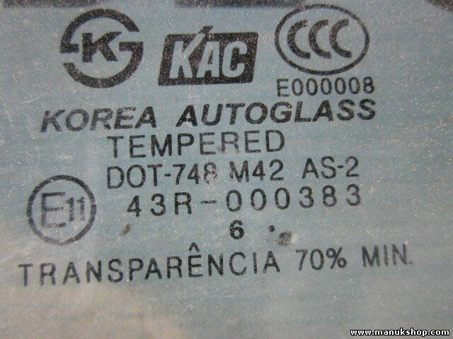 Cristal puerta delantera izquierda Hyundai Galloper 43R000383 DOT-748 M42 A-S2 