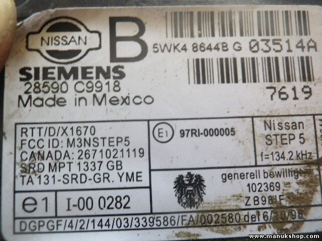 Bobina lector Key Nissan  28590 C9918 28590C9918 SIEMENS 5WK48644B RTT/D/X1670